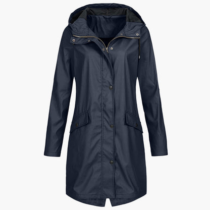 Women's Long Rain Jacket – Stylish Windproof Everyday Coat