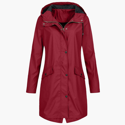Women's Long Rain Jacket – Stylish Windproof Everyday Coat