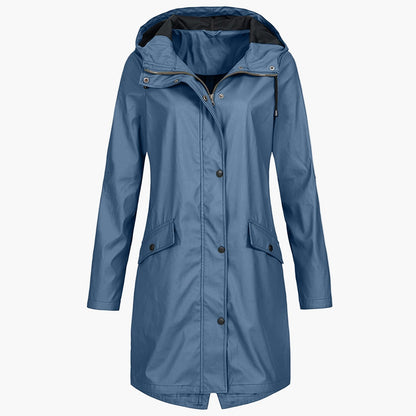 Women's Long Rain Jacket – Stylish Windproof Everyday Coat
