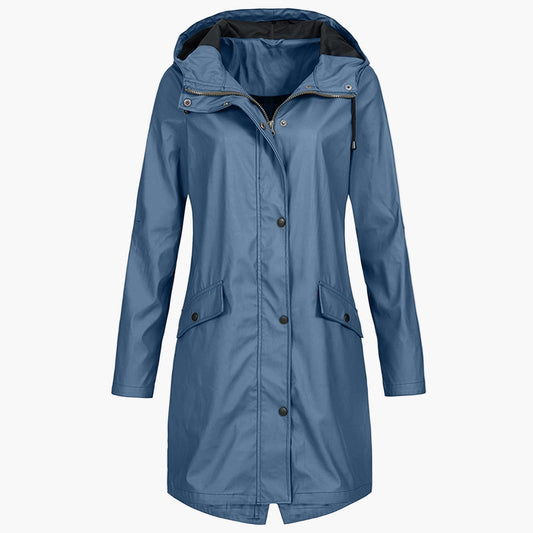Women's Long Rain Jacket – Stylish Windproof Everyday Coat