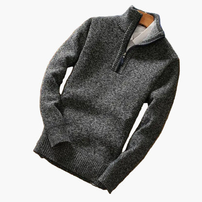 Men's Quarter-Zip Knit Sweater – Relaxed Fit Pullover for Casual and Smart Occasions