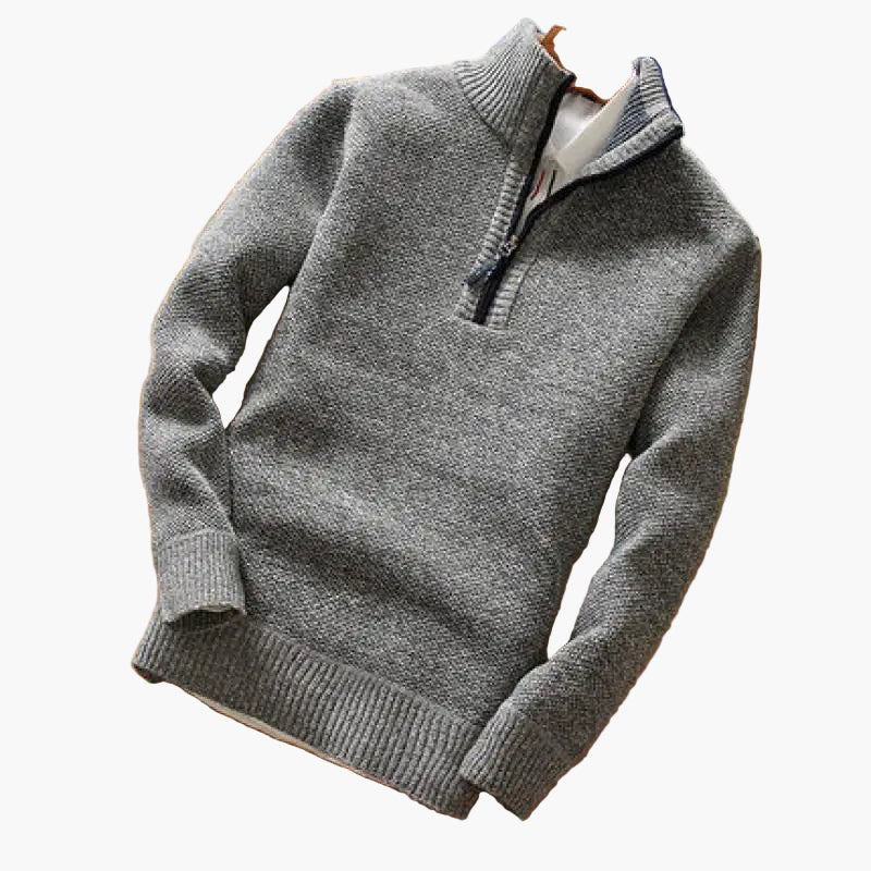 Men's Quarter-Zip Knit Sweater – Relaxed Fit Pullover for Casual and Smart Occasions