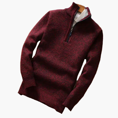 Men's Quarter-Zip Knit Sweater – Relaxed Fit Pullover for Casual and Smart Occasions