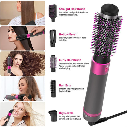 5-in-1 Föhnborstel Set – Haardroger & Stylingtool met Verwisselbare Borstels, 1200W, Verstelbare Warmte, Anti-Verbrandingsontwerp