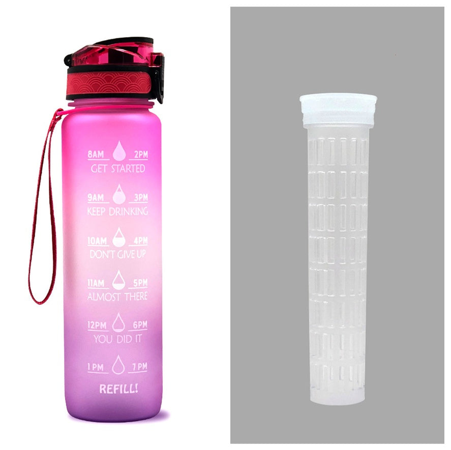 1L Motiverende Drinkfles met Tijdmarkeringen – Lekvrije BPA-vrije Tritan Sportfles – Kleurovergang Design