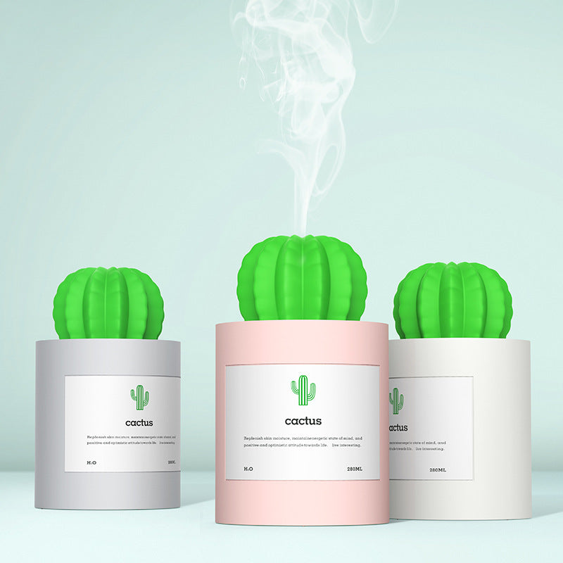 Selene – Ultrasone Aroma Luchtbevochtiger met LED Licht en Cactus Design