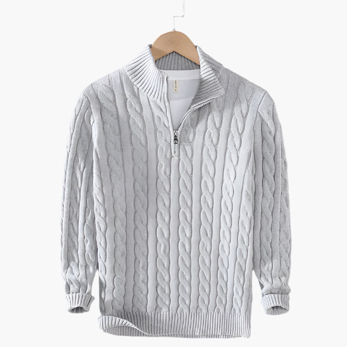 Men's Classic Cable Knit Quarter-Zip Sweater – Versatile Everyday Style