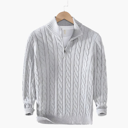 Men's Classic Cable Knit Quarter-Zip Sweater – Versatile Everyday Style