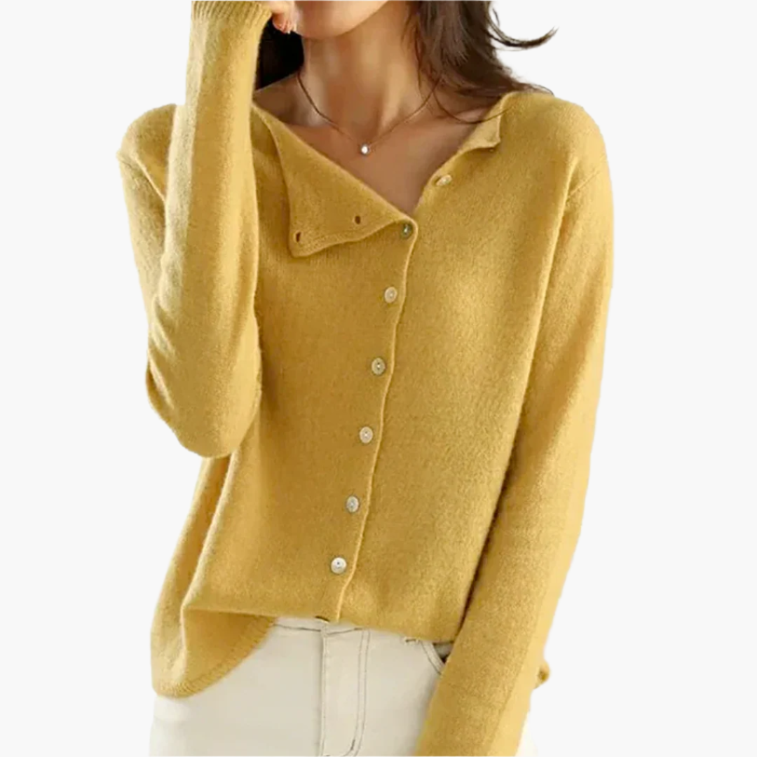 Women's Button Front Side Closure Cardigan Sweater Casual Elegant Style