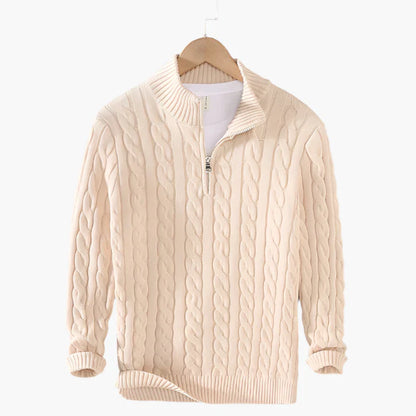 Men's Classic Cable Knit Quarter-Zip Sweater – Versatile Everyday Style