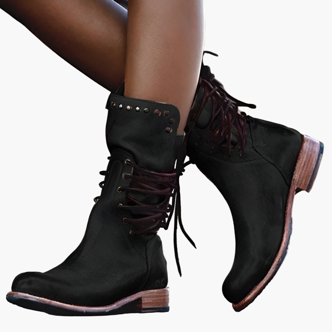 Women's Vintage Lace-Up Combat Boots with Studded Detailing – Stylish Everyday Adventure Footwear