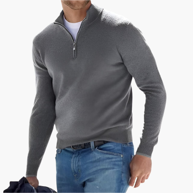 Men's Elegant Quarter-Zip Pullover Sweater for Casual and Smart Looks