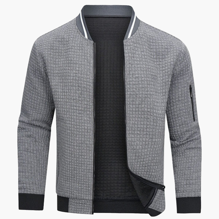 Men's Minimalist Grid Bomber Jacket for Daily Wear and Modern Style