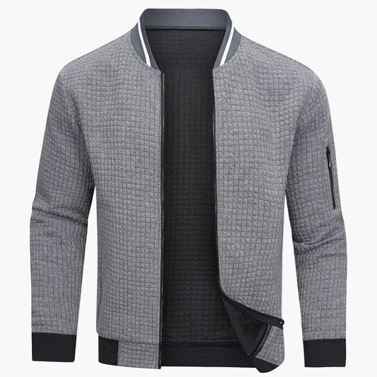 Men's Minimalist Grid Bomber Jacket for Daily Wear and Modern Style