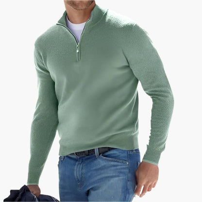 Men's Elegant Quarter-Zip Pullover Sweater for Casual and Smart Looks