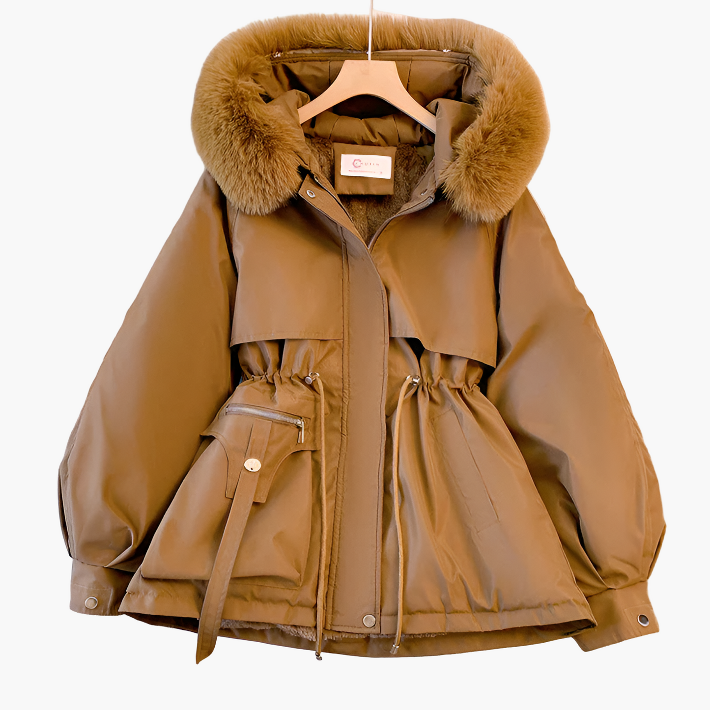 Women's Winter Parka Jacket with Hood and Drawstring Waist – Elegant Outdoor Warmth