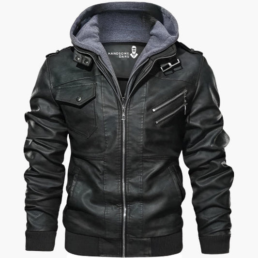 Men's Urban Moto Style Hooded Bomber Jacket - Streetwear Casual Zip Up