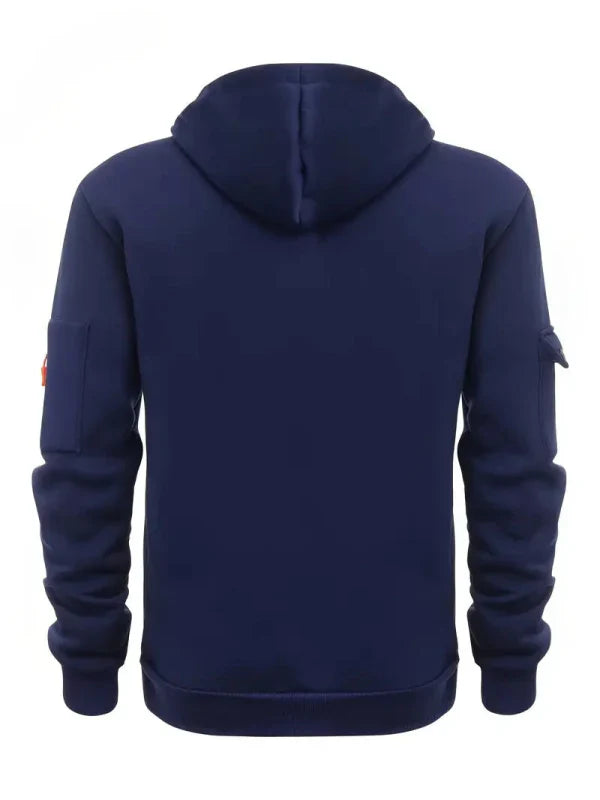 Men's Tactical Utility Hoodie with Zipper Pockets and Adjustable Hood - Streetwear Pullover for Everyday Use