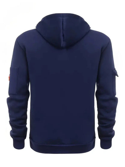 Men's Tactical Utility Hoodie with Zipper Pockets and Adjustable Hood - Streetwear Pullover for Everyday Use