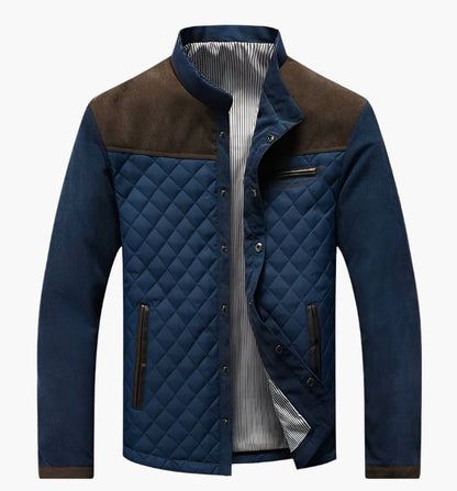 Men's Quilted Patchwork Stand Collar Casual Jacket – Modern Urban Style