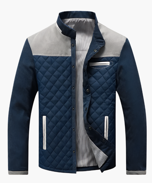 Men's Quilted Patchwork Stand Collar Casual Jacket – Modern Urban Style