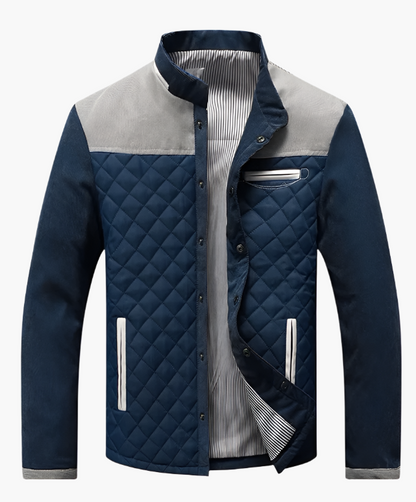 Men's Quilted Patchwork Stand Collar Casual Jacket – Modern Urban Style