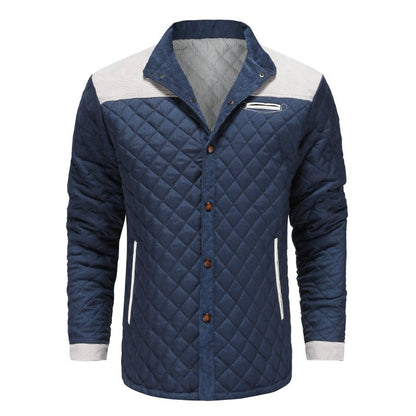Men's Quilted Patchwork Stand Collar Casual Jacket – Modern Urban Style