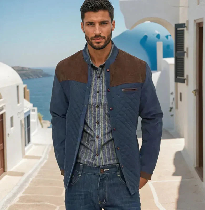 Men's Quilted Patchwork Stand Collar Casual Jacket – Modern Urban Style