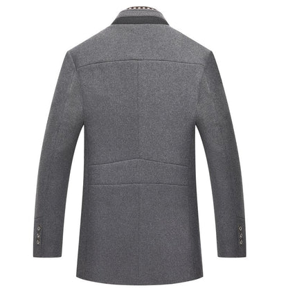 Men's Slim Fit Mid-Length Pea Coat with Removable Collar – Smart Casual Outerwear