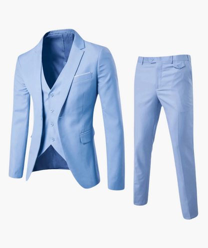 Men's Three-Piece Slim Fit Business Suit with Vest – Formal Wedding & Office Attire
