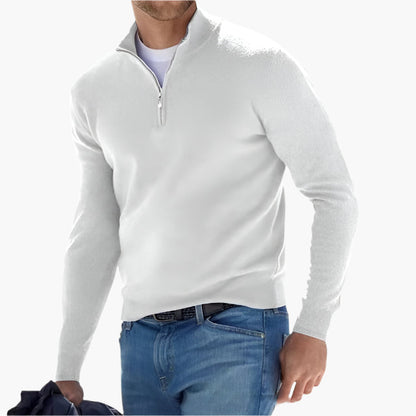 Men's Elegant Quarter-Zip Pullover Sweater for Casual and Smart Looks