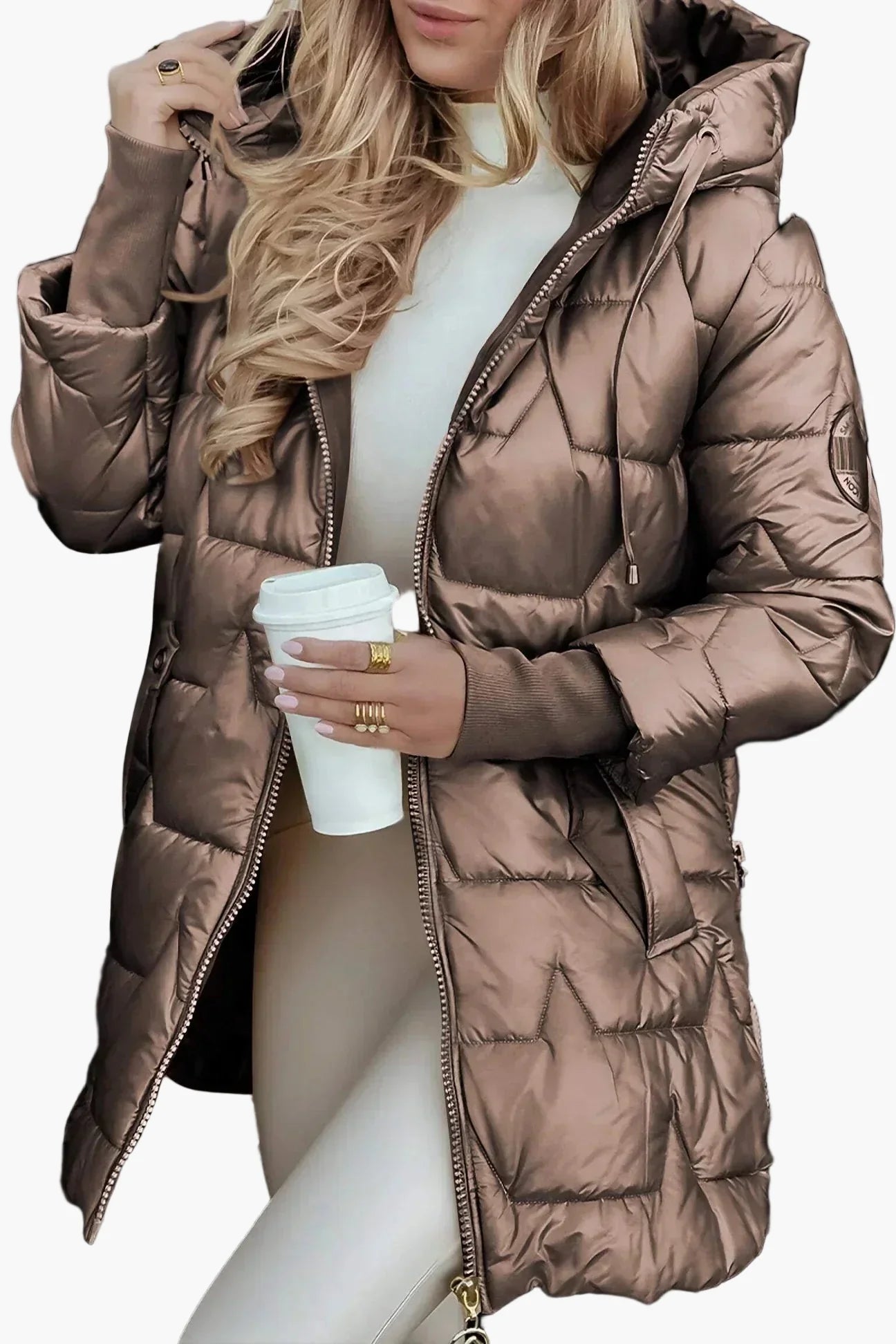Women's Quilted Hooded Puffer Jacket for Autumn and Winter