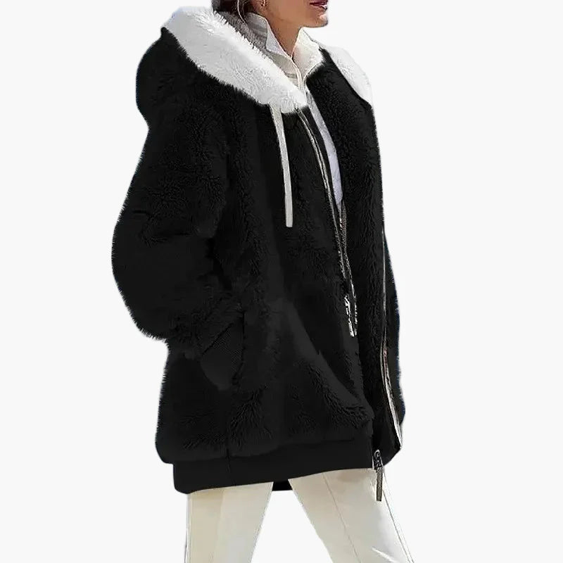 Women's Winter Hooded Zip-Up Casual Jacket - Stylish Warm Everyday Outerwear