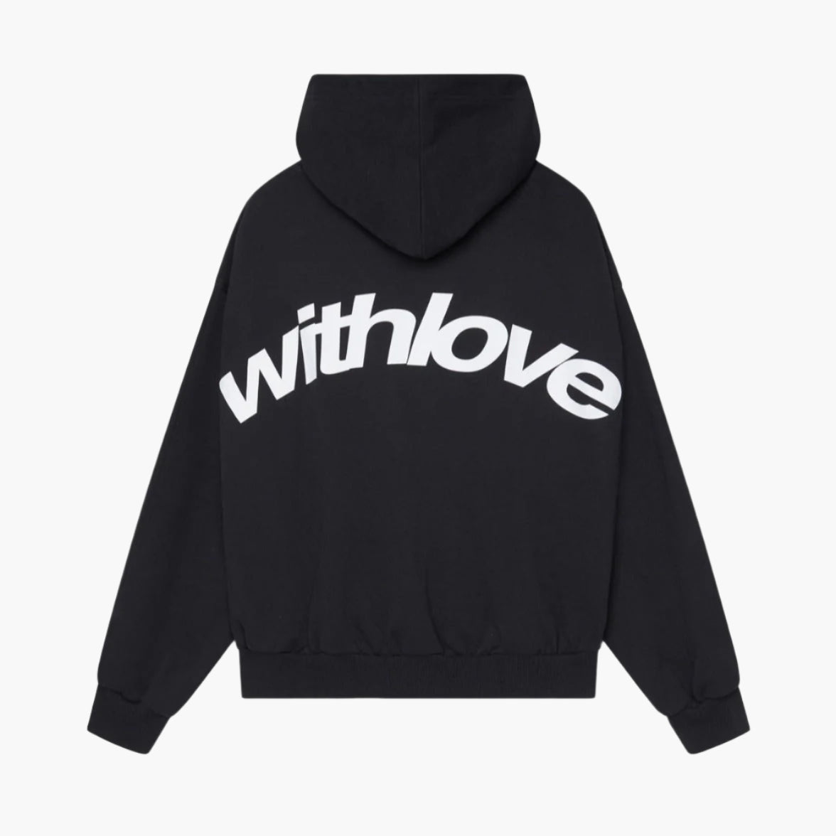 Men's Graphic Streetwear Hoodie with Bold 'withlove' Back Print - Casual Winter Pullover