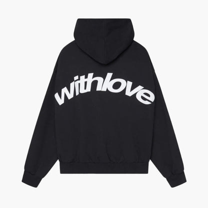 Men's Graphic Streetwear Hoodie with Bold 'withlove' Back Print - Casual Winter Pullover