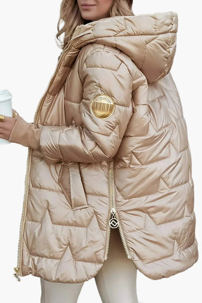 Women's Quilted Hooded Puffer Jacket for Autumn and Winter