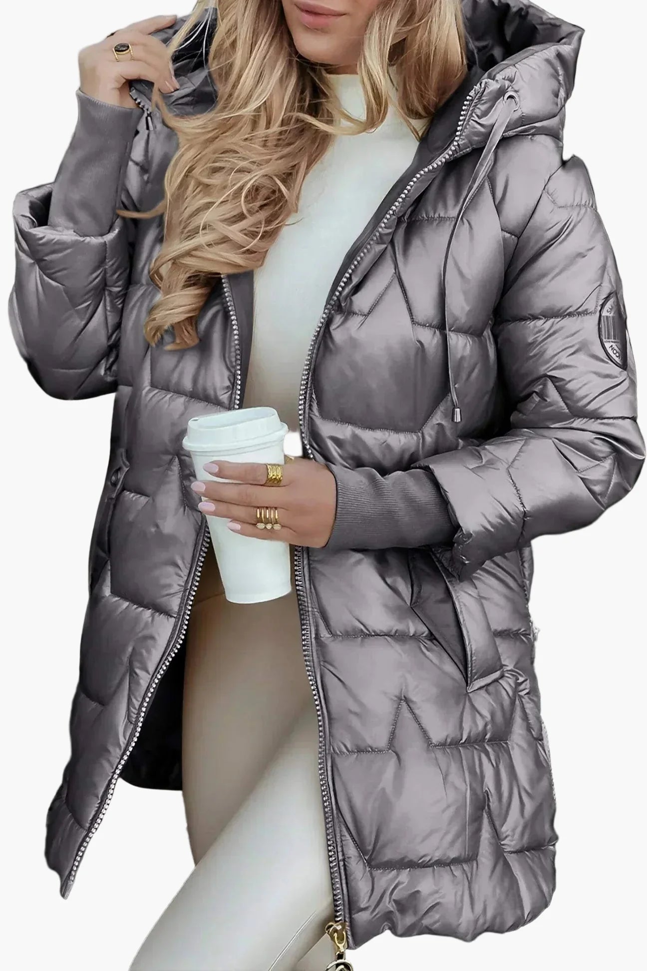 Women's Quilted Hooded Puffer Jacket for Autumn and Winter