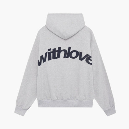 Men's Graphic Streetwear Hoodie with Bold 'withlove' Back Print - Casual Winter Pullover