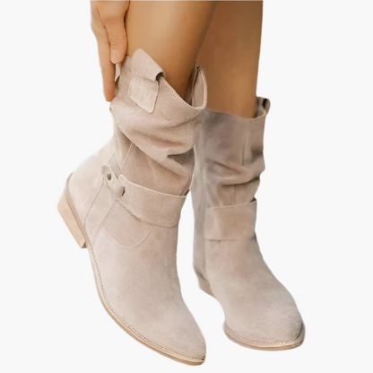 Women's Mid-Calf Slouch Boots with Zipper – Casual Comfort and Style