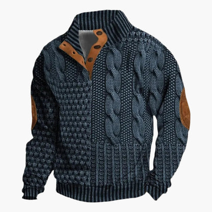 Men's Vintage Patchwork Style Knitted Pattern Bomber Jacket – Casual Fashion Outerwear