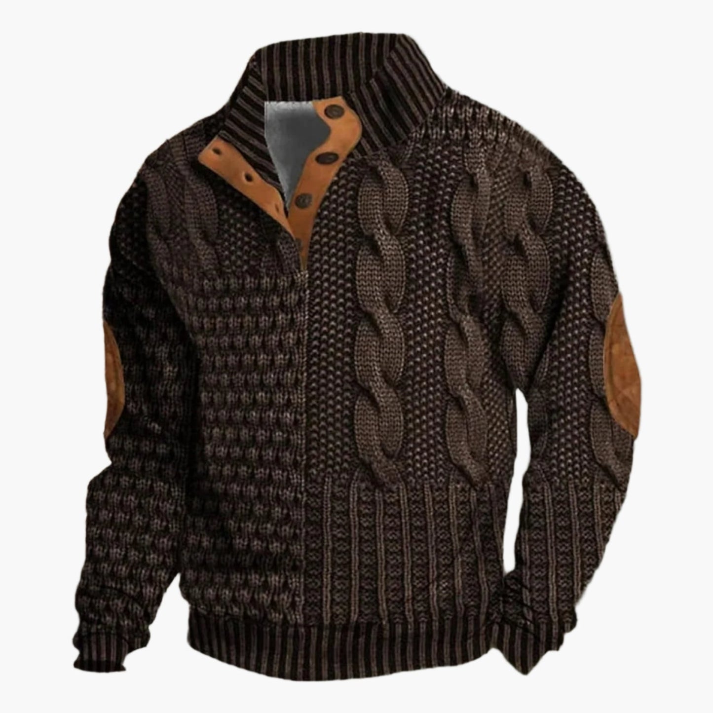 Men's Vintage Patchwork Style Knitted Pattern Bomber Jacket – Casual Fashion Outerwear