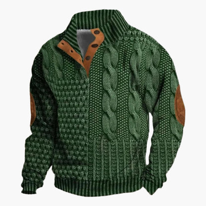 Men's Vintage Patchwork Style Knitted Pattern Bomber Jacket – Casual Fashion Outerwear