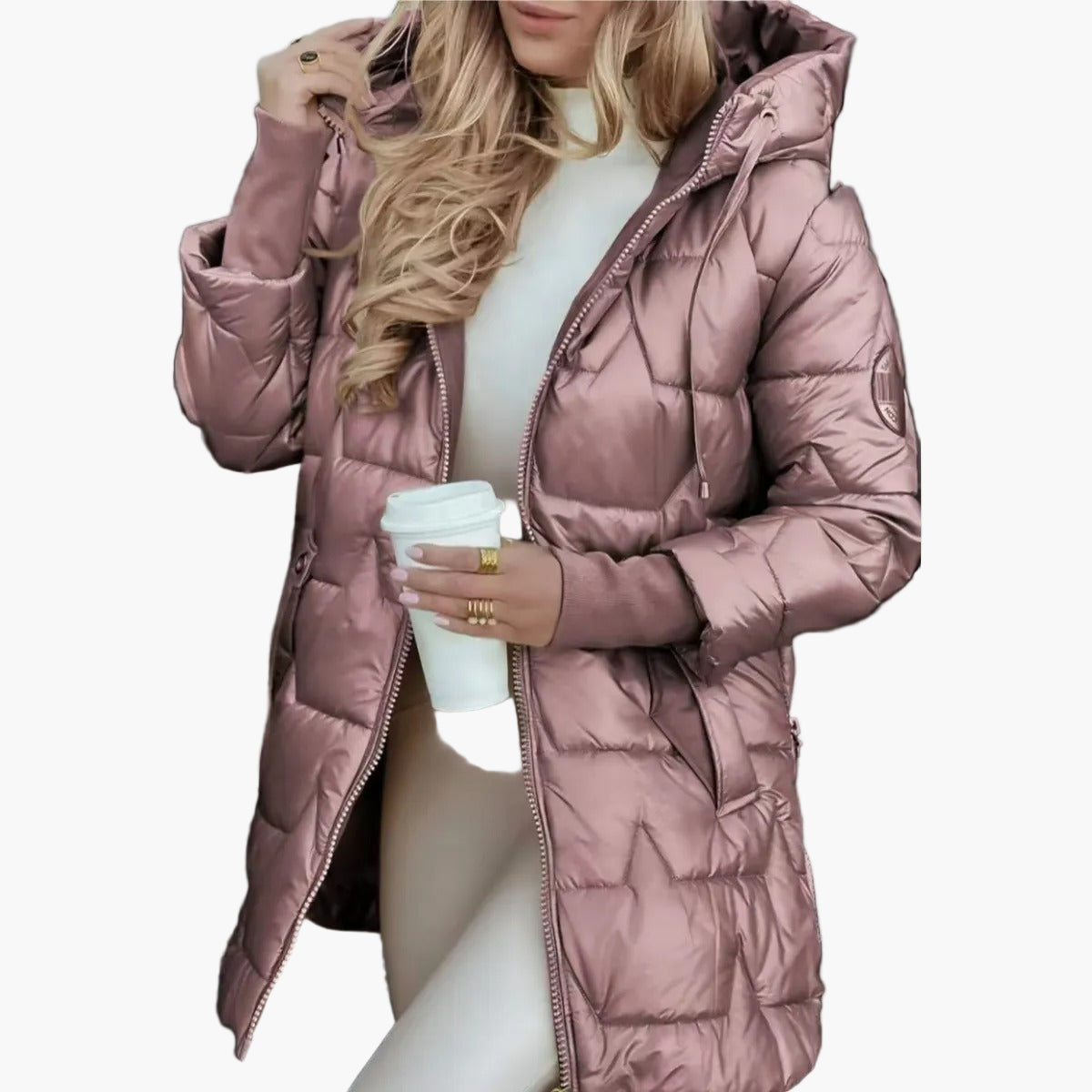 Women's Quilted Hooded Puffer Jacket for Autumn and Winter