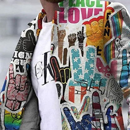 Men's Graphic Print Longline Fashion Coat – Statement Urban Streetwear