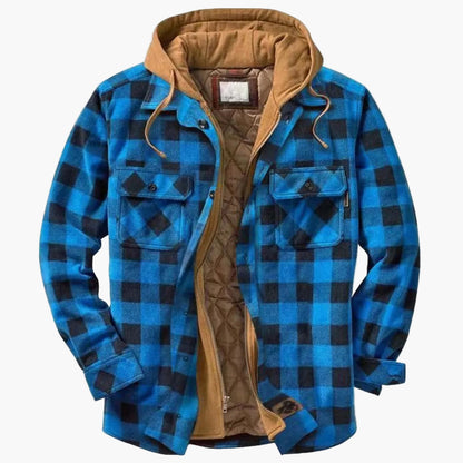 Men's Plaid Sherpa-Lined Hooded Shirt Jacket - Urban Casual Outerwear