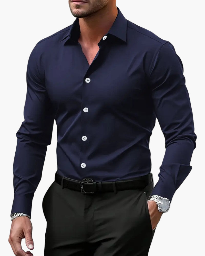 Men's Slim Fit Long Sleeve Dress Shirt for Business and Formal Wear