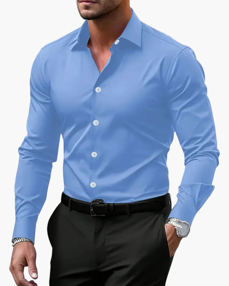 Men's Slim Fit Long Sleeve Dress Shirt for Business and Formal Wear