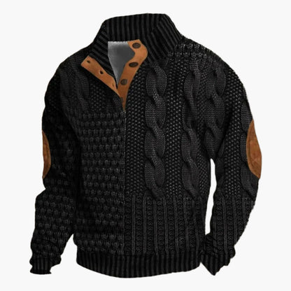 Men's Vintage Patchwork Style Knitted Pattern Bomber Jacket – Casual Fashion Outerwear