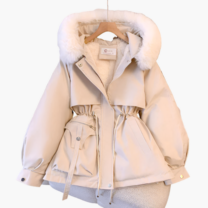 Women's Winter Parka Jacket with Hood and Drawstring Waist – Elegant Outdoor Warmth