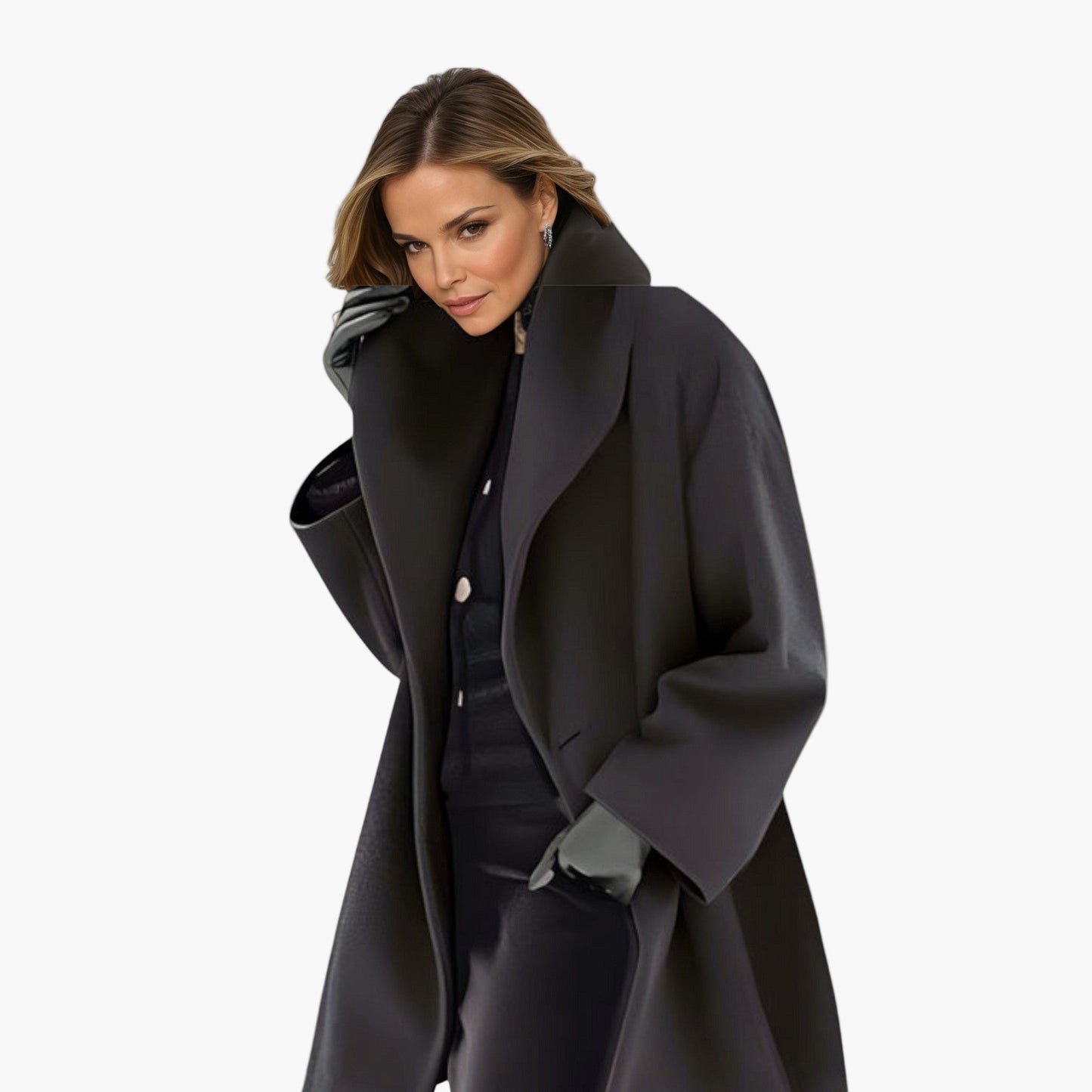 Women's Oversized Lapel Coat Modern Elegant Outerwear for Office and Everyday Wear
